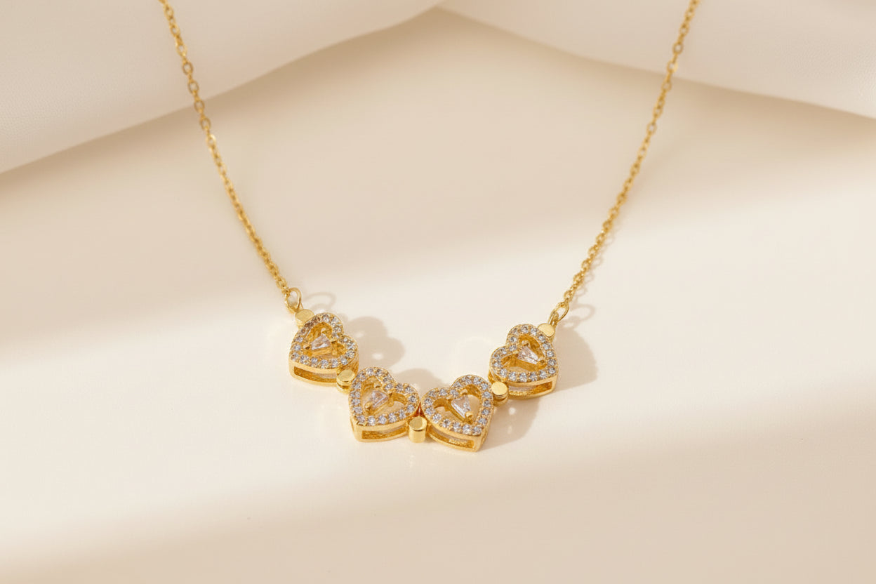 4 Heart Clover Necklace