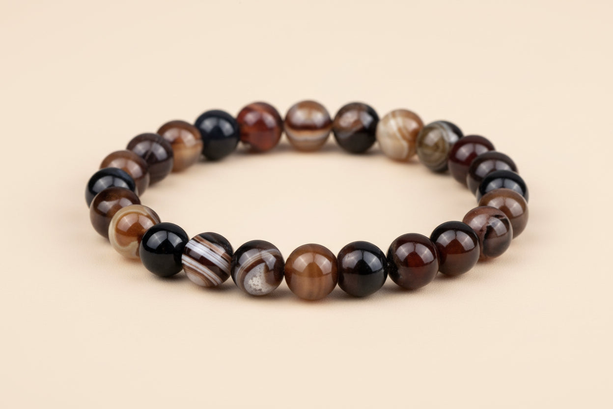 Genuine Gemstone Bracelet-Banded Agate
