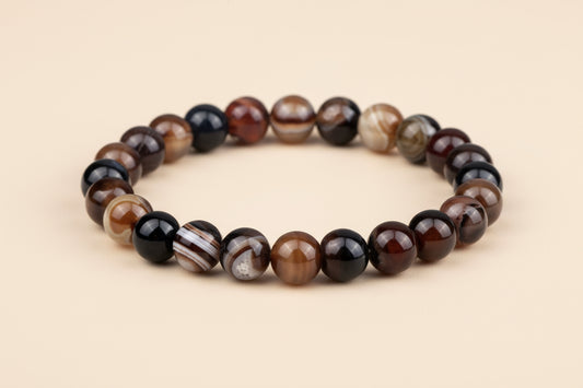 Genuine Gemstone Bracelet-Banded Agate