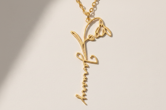 Calligraphy Birthday Flower Necklace