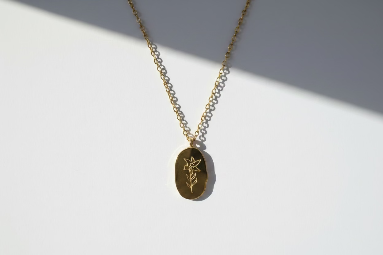 Engraved Birth Flower Necklace