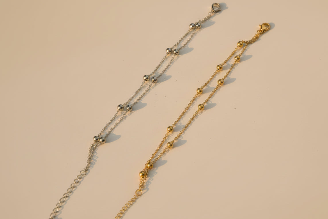 Double Gold Beaded Bracelet