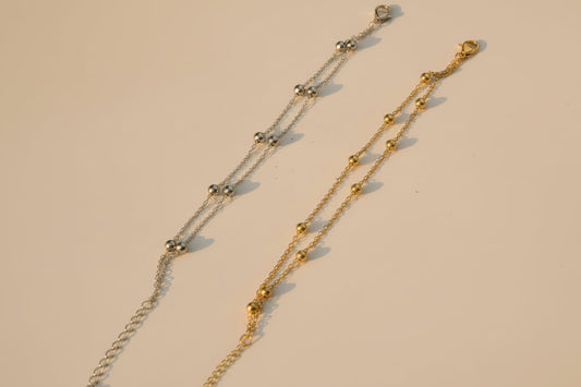 Double Gold Beaded Bracelet