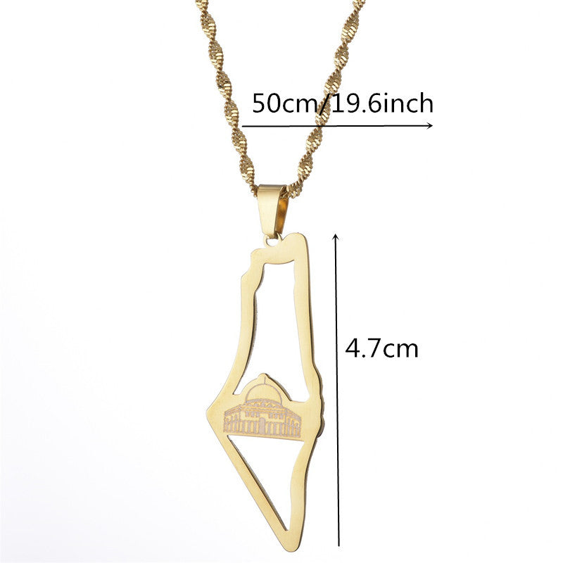 Palestine Map with Mosque Necklace