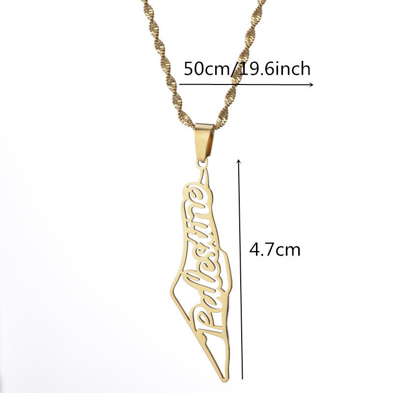 Palestine Map Necklace