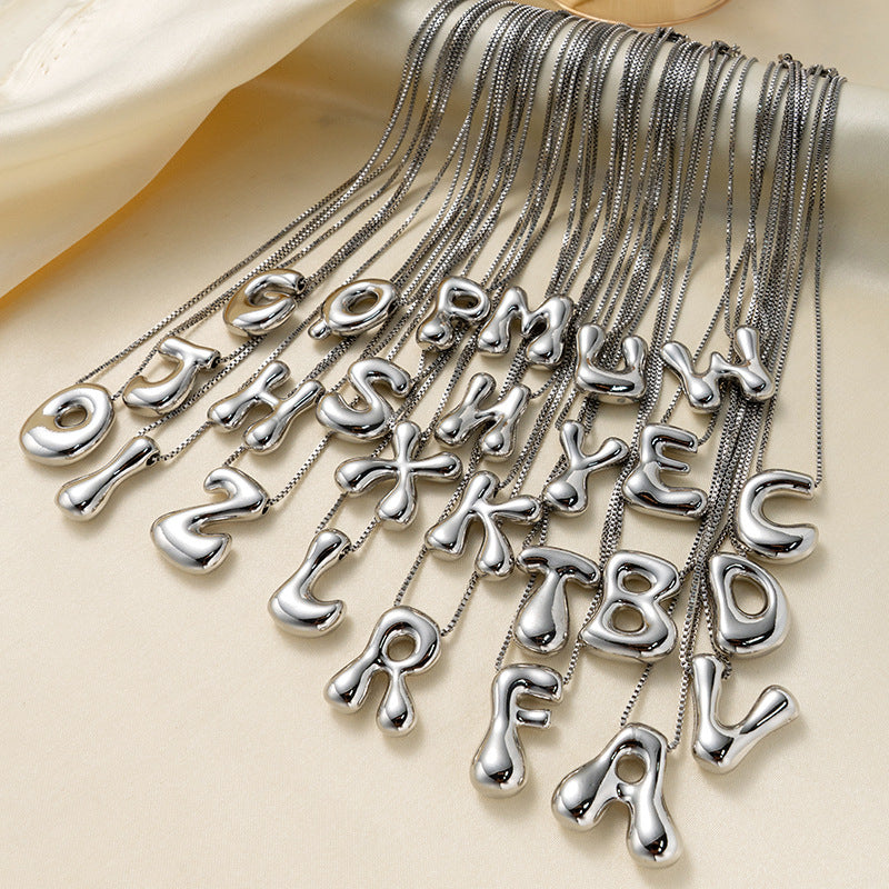 Silver Bubble Letter Necklace