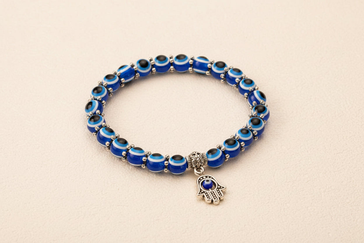 Hamza Hand Evil Eye Beaded Bracelet
