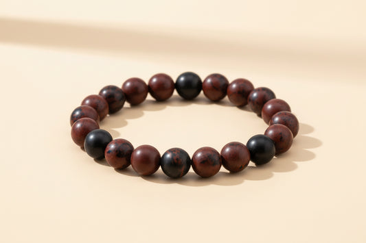 Genuine Gemstone Bracelet- Matte Red Tiger Eye