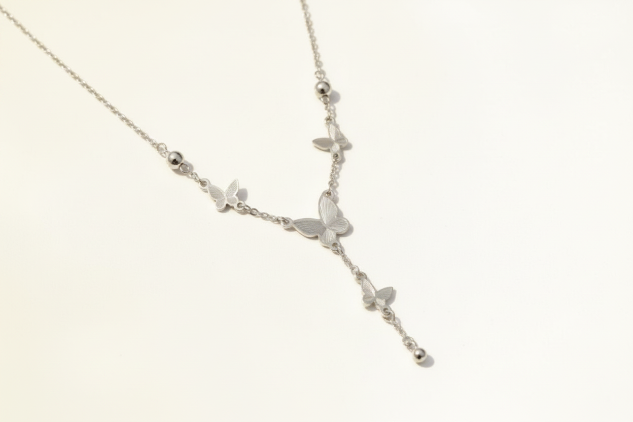 Double Dangle Butterfly Necklace