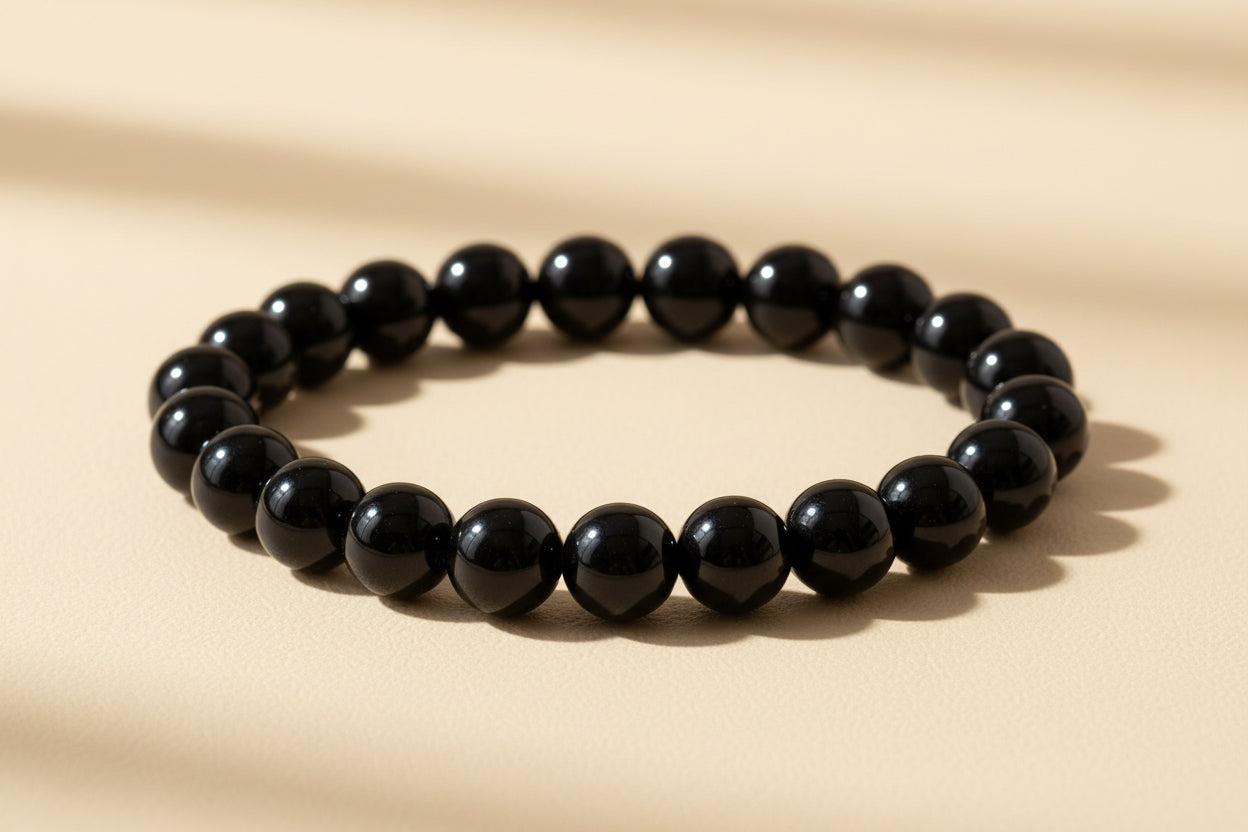 Genuine Gemstone Bracelet-Black Agate