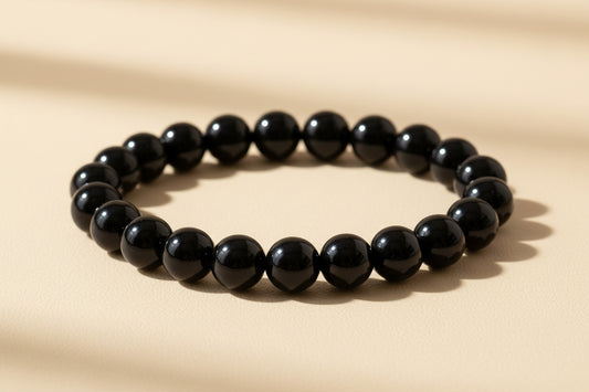 Genuine Gemstone Bracelet-Black Agate