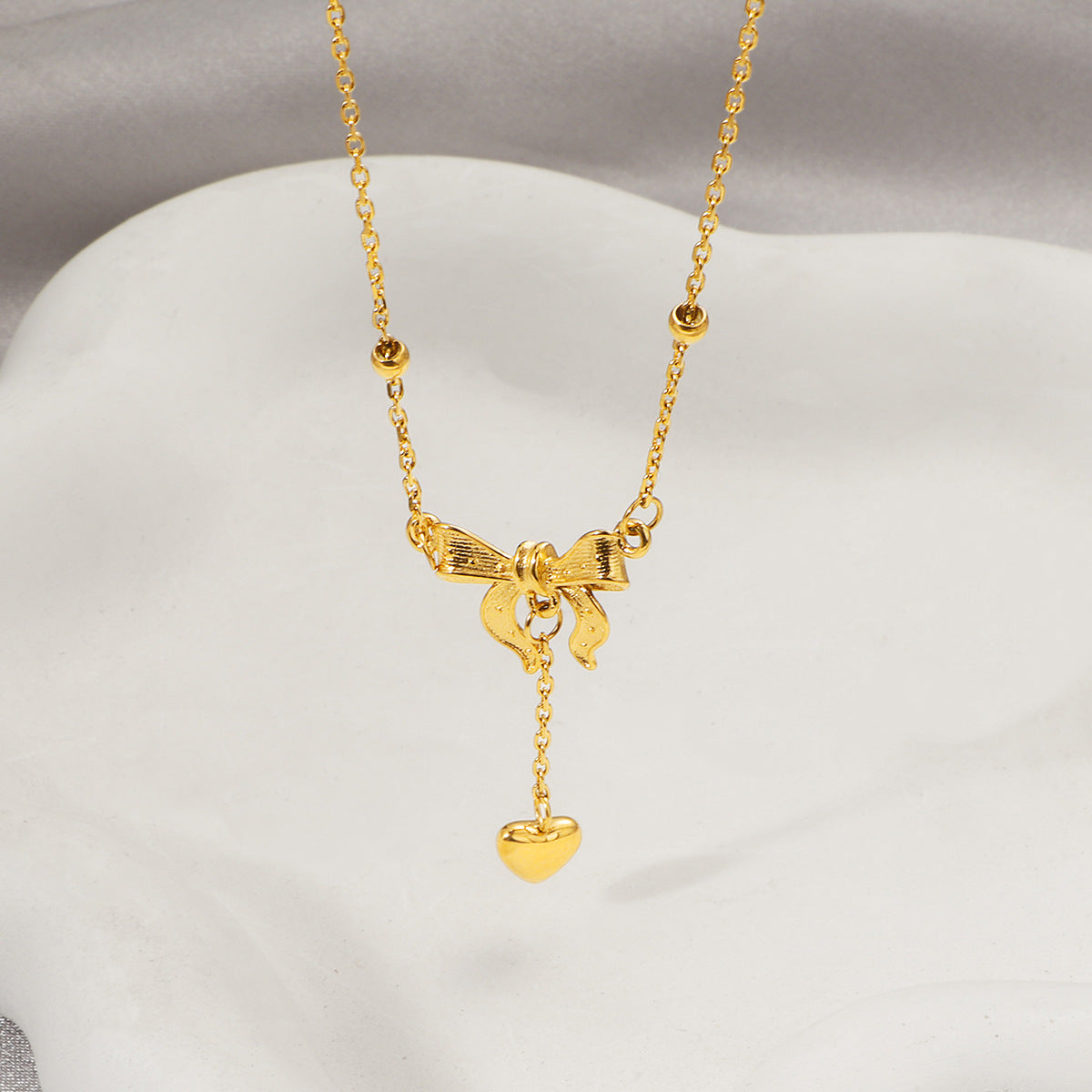 Bow Dangle Heart Necklace