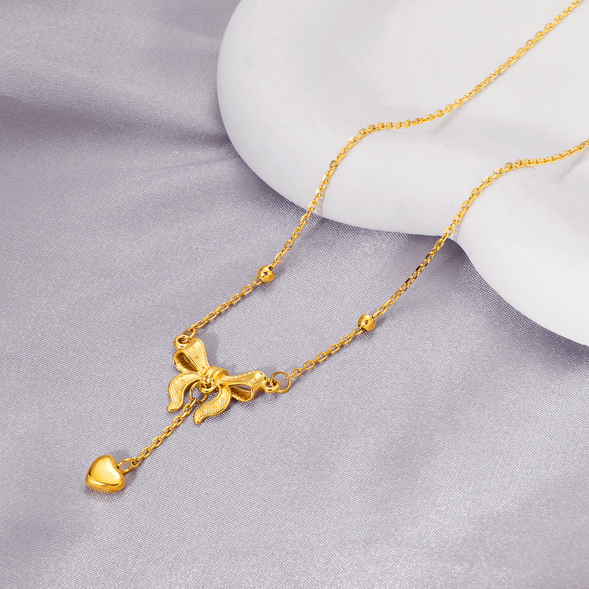 Bow Dangle Heart Necklace