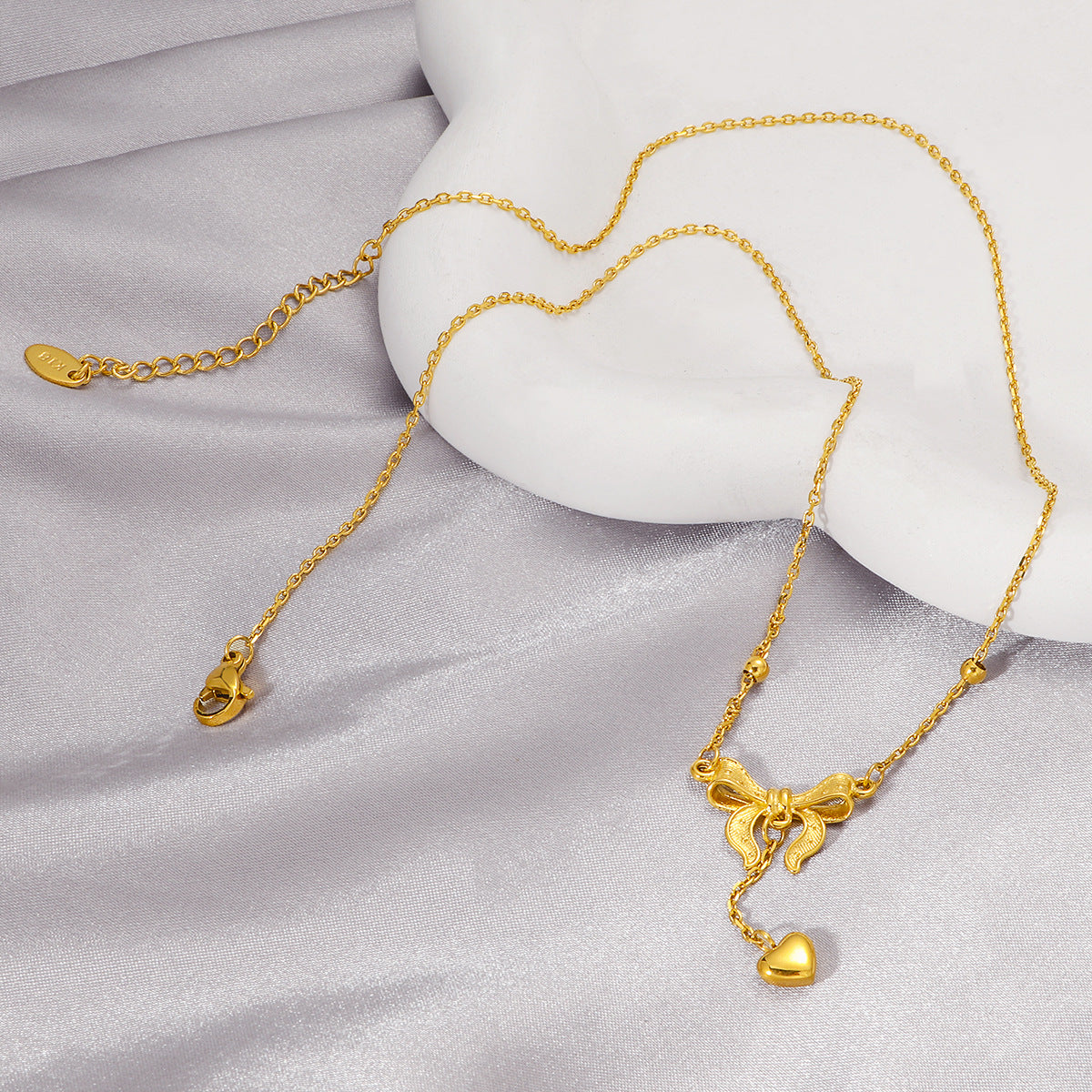 Bow Dangle Heart Necklace