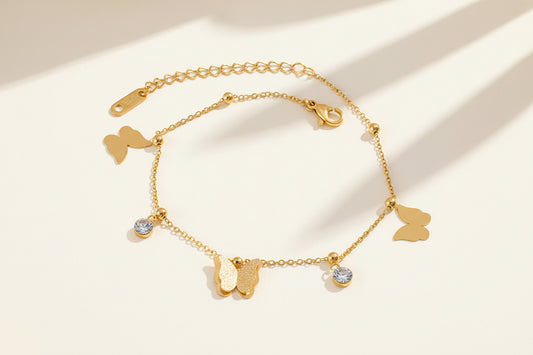 Butterfly and Crystal Anklet