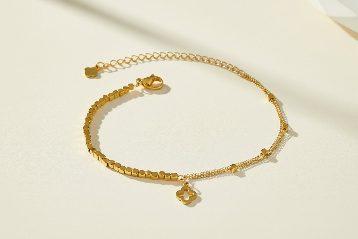 Clover Beaded Anklet