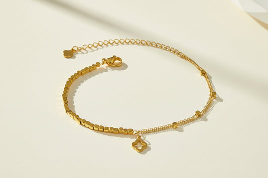 Clover Beaded Anklet