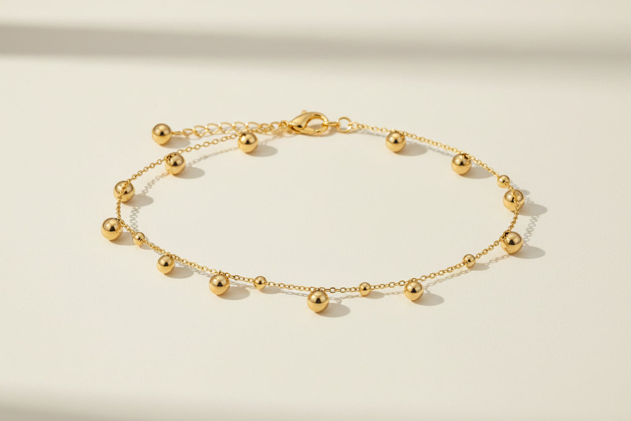 Multi Gold Bead Anklet