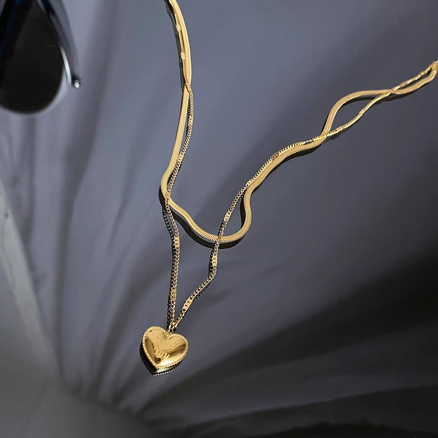 Double Layer "I love you" Heart Necklace