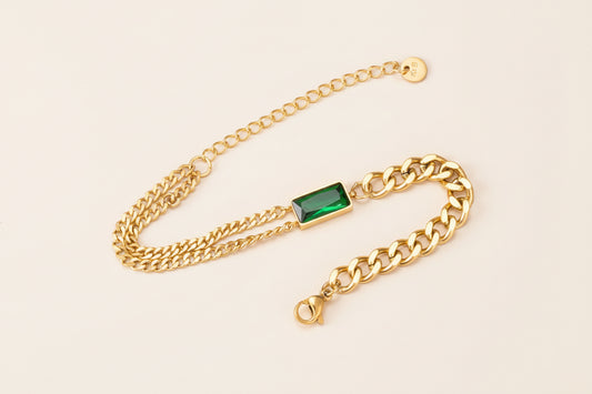 Emerald Gem Chain Bracelet