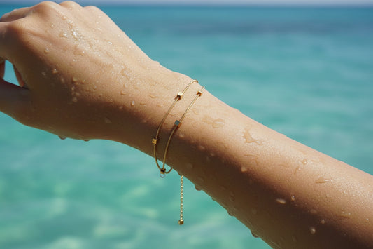 Gold Square Double Layer Snake Chain Bracelet
