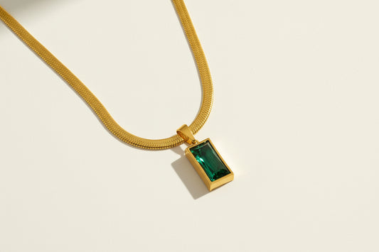Green Gemstone on Snake Chain