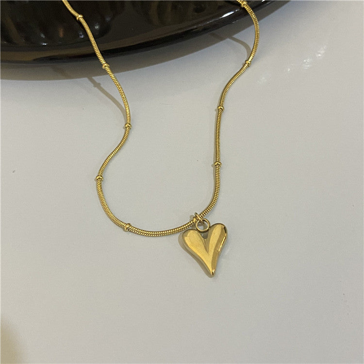Heart Pendant Dainty Beaded Chain