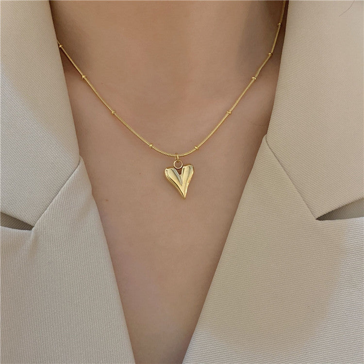 Heart Pendant Dainty Beaded Chain