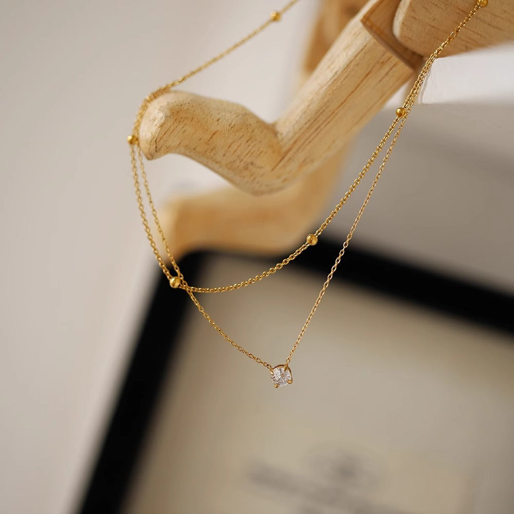 Diamond Pendent with Layered Dot Chain