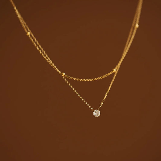 Diamond Pendent with Layered Dot Chain