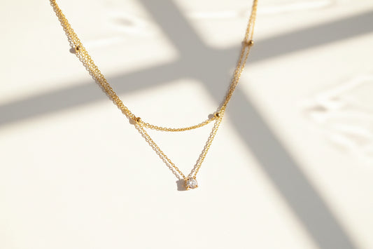 Diamond Pendent with Layered Dot Chain