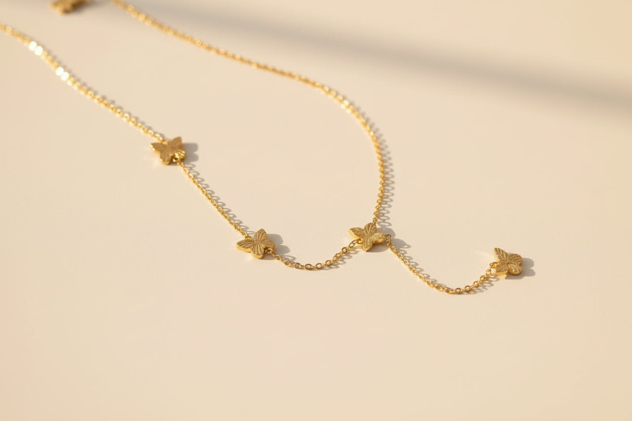 Multi dangle butterfly necklace