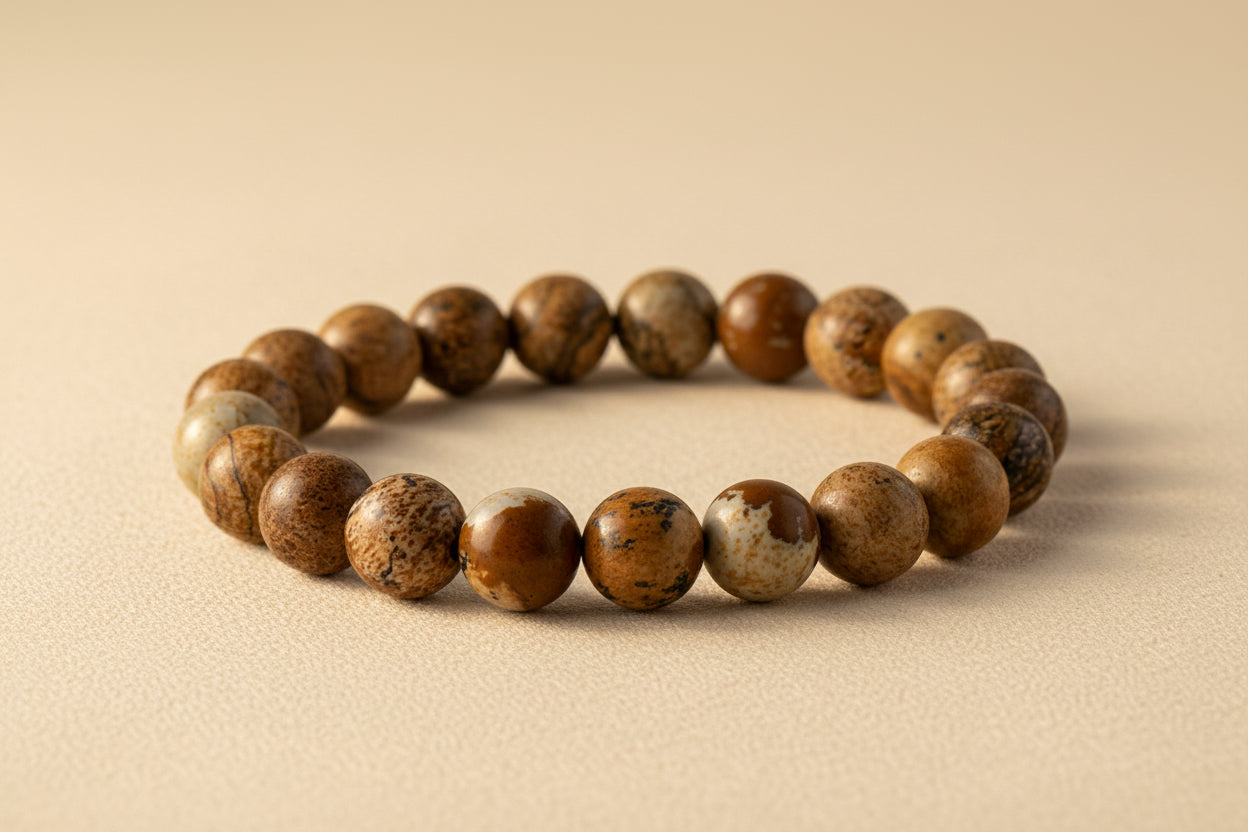 Genuine Gemstone Bracelet-Picture Jasper