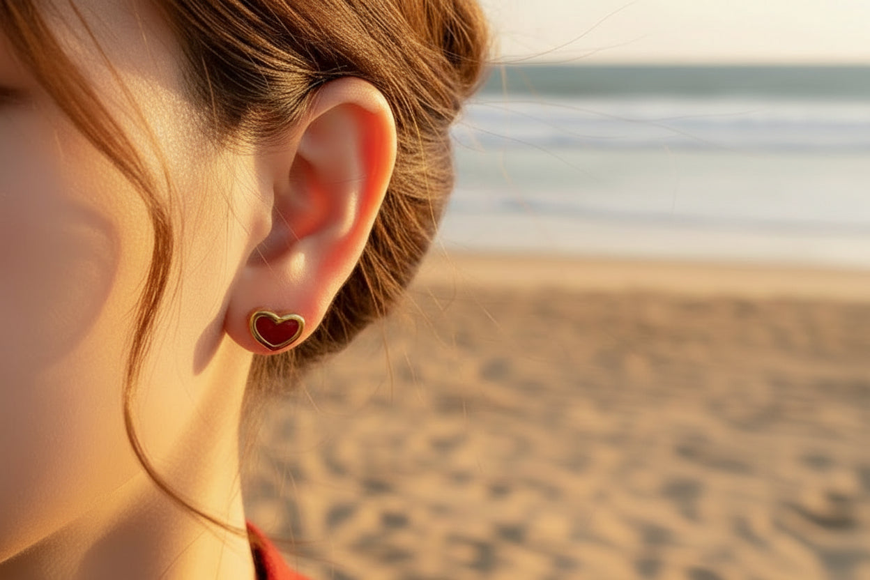 Red Heart Studs