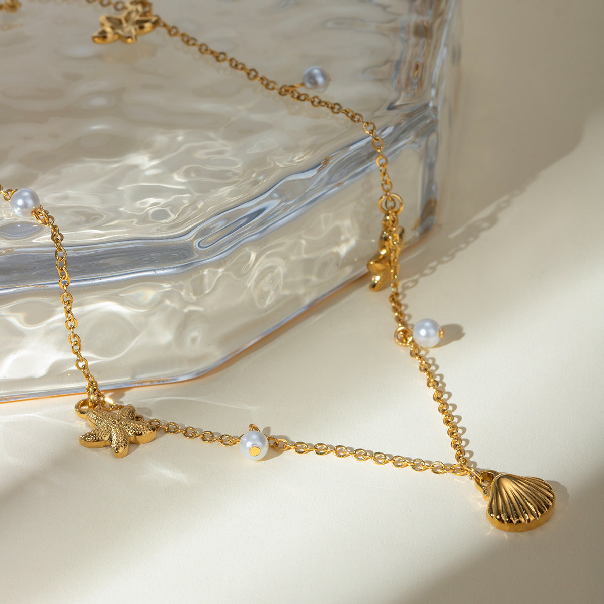 Shell and Starfish Charm Necklace