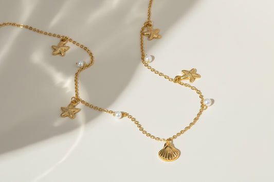Shell and Starfish Charm Necklace