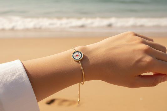 Flower Pendant Snake Chain Bracelet