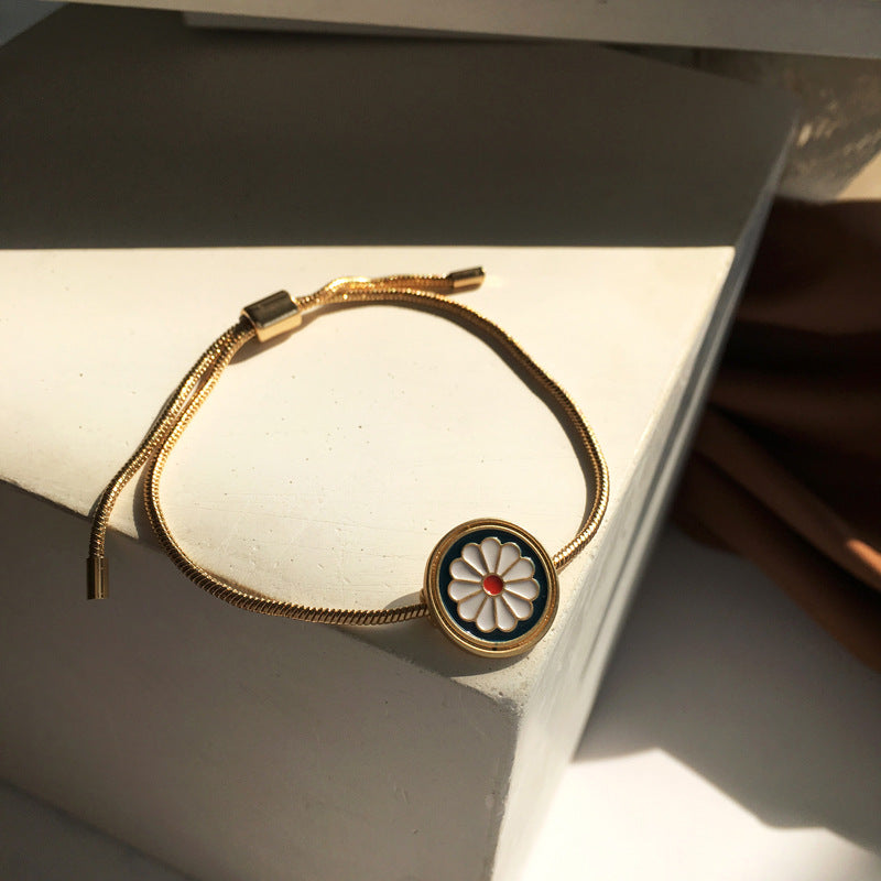 Flower Pendant Snake Chain Bracelet