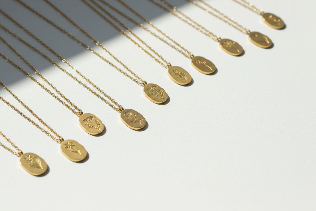 Engraved Birth Flower Necklace
