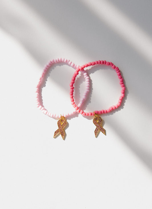 Breast Cancer Beaded Bracelet