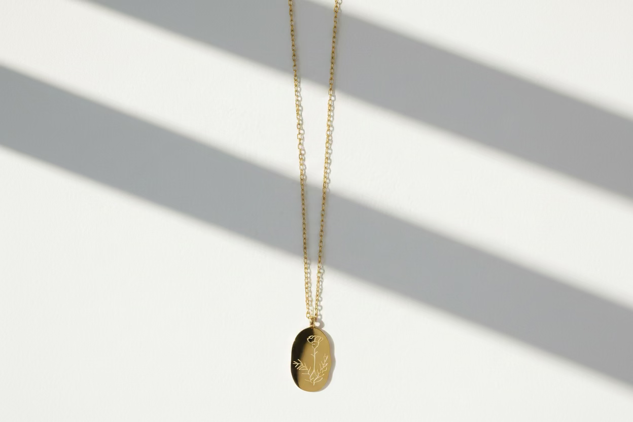 Engraved Birth Flower Necklace
