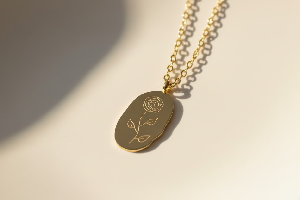 Engraved Birth Flower Necklace