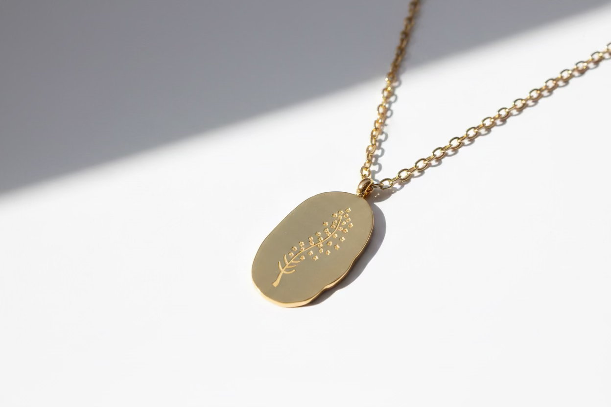 Engraved Birth Flower Necklace