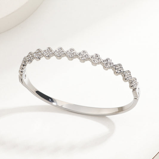 Clover Rhinestone Bangle