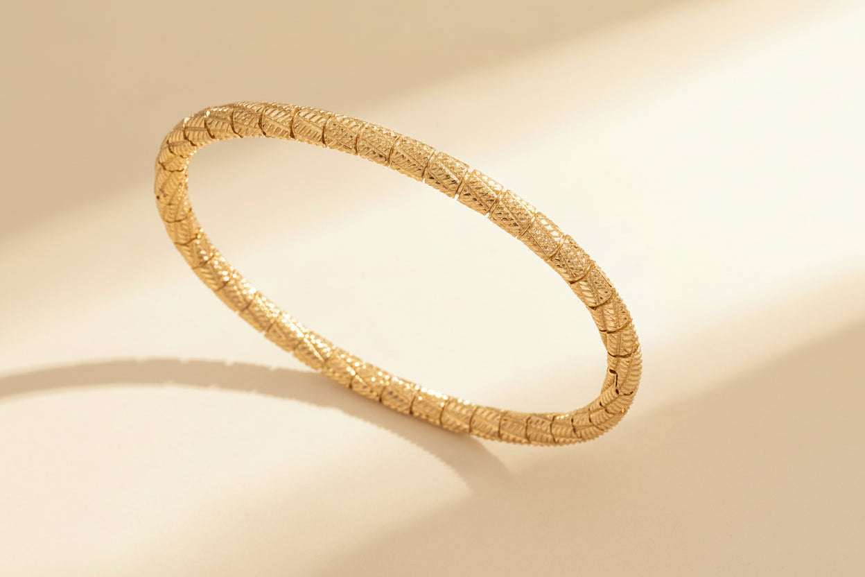 Textured Cylinder Block Bangle