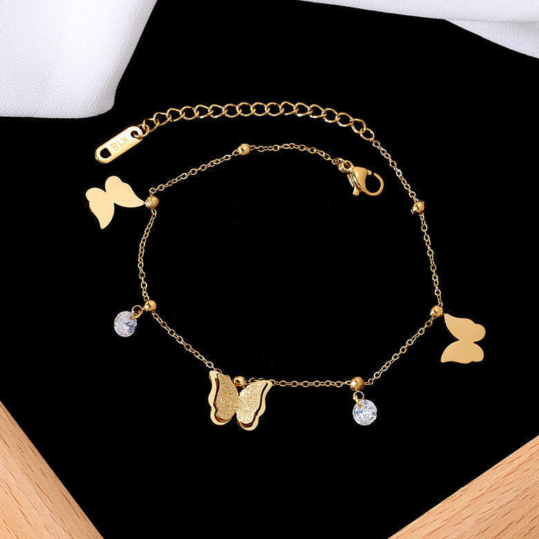 Butterfly and Diamond Dangle Anklet