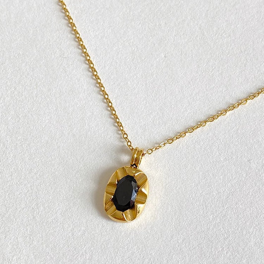 Black Stone Pendant Necklace