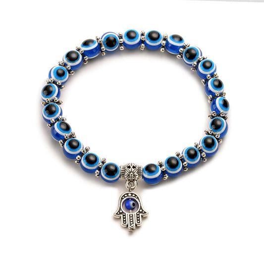 Hamza Hand Evil Eye Beaded Bracelet