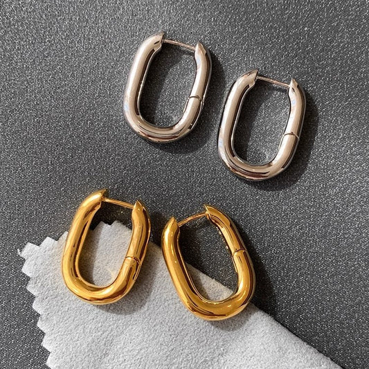 Geometric Oval Earrings