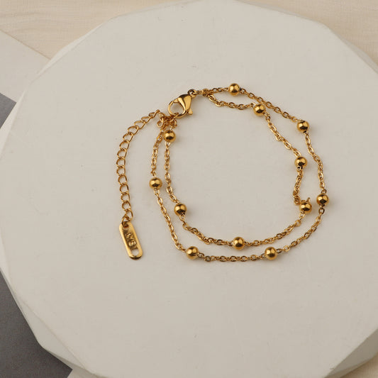 Double Gold Beaded Bracelet